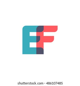 uppercase EF logo, modern classic pale blue red overlap transparent logo