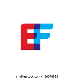 uppercase EF logo, red blue overlap transparent logo
