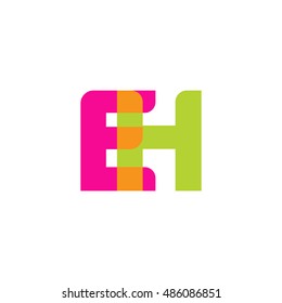 uppercase EH logo, pink green overlap transparent logo, modern lifestyle logo