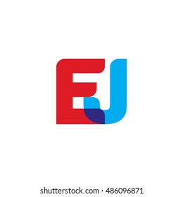 uppercase EJ logo, red blue overlap transparent logo