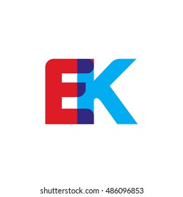 uppercase EK logo, red blue overlap transparent logo