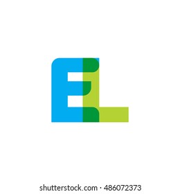 uppercase EL logo, blue green overlap transparent logo