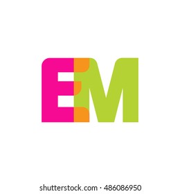 uppercase EM logo, pink green overlap transparent logo, modern lifestyle logo