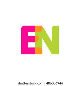 uppercase EN logo, pink green overlap transparent logo, modern lifestyle logo