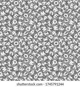 Uppercase English letters seamless pattern. Print on baby fabric, bed. Vector stock illustration eps 10.