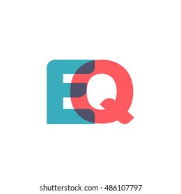 uppercase EQ logo, modern classic pale blue red overlap transparent logo