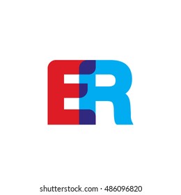 uppercase ER logo, red blue overlap transparent logo