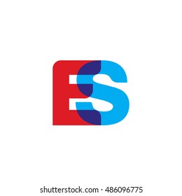 uppercase ES logo, red blue overlap transparent logo