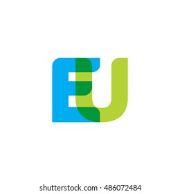 uppercase EU logo, blue green overlap transparent logo