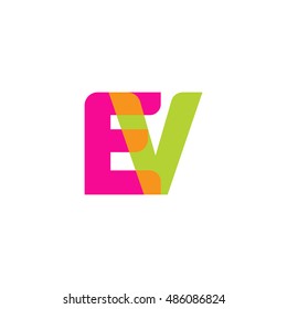 uppercase EV logo, pink green overlap transparent logo, modern lifestyle logo