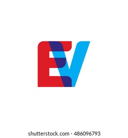 uppercase EV logo, red blue overlap transparent logo
