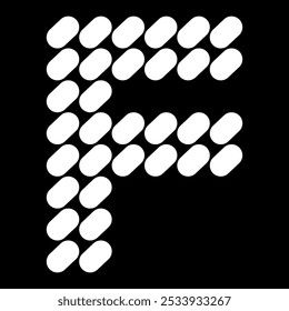 The uppercase F alphabet design is made of dots (like stones). This letter design also looks minimalist, aesthetic, professional, sporty, unique, and of course very cool.