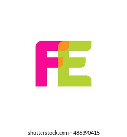 uppercase FE logo, pink green overlap transparent logo, modern lifestyle logo