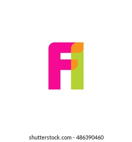 uppercase FI logo, pink green overlap transparent logo, modern lifestyle logo