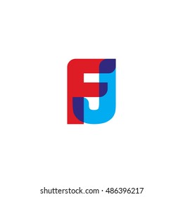 uppercase FJ logo, red blue overlap transparent logo