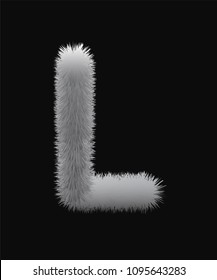 Uppercase fluffy and furry L letter, font made of fur texture for poster printing, branding, advertising and graffiti mural art