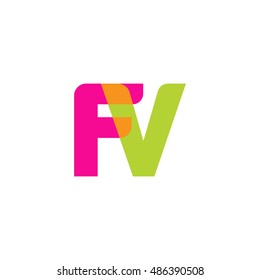 uppercase FV logo, pink green overlap transparent logo, modern lifestyle logo