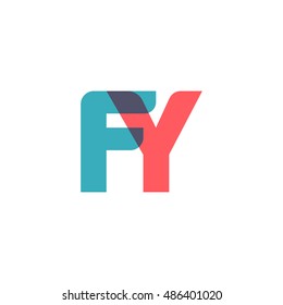 uppercase FY logo, modern classic pale blue red overlap transparent logo
