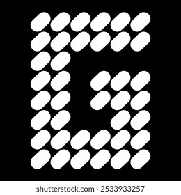 The uppercase G alphabet design is made of dots (like stones). This letter design also looks minimalist, aesthetic, professional, sporty, unique, and of course very cool.