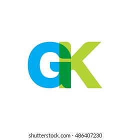 uppercase GK logo, blue green overlap transparent logo