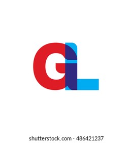 uppercase GL logo, red blue overlap transparent logo