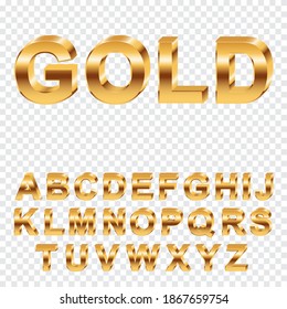 Uppercase of Golden metallic calligraphic alphabet collection. Realistic 3d gold text set. Modern lettering element for creative design. vector illustration.