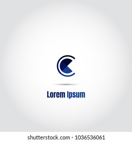 Uppercase gradient blue color circle letter c logo for simple business identity