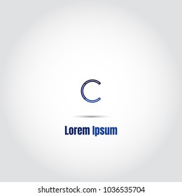 Uppercase gradient blue color letter c logo for simple business identity