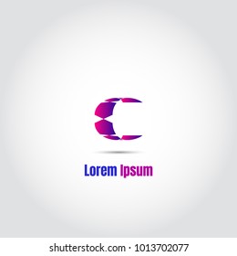 Uppercase gradient color blue pink letter c logo for simple business identity