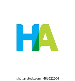 uppercase HA logo, blue green overlap transparent logo