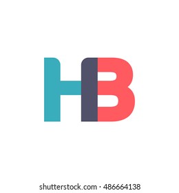uppercase HB logo, modern classic pale blue red overlap transparent logo