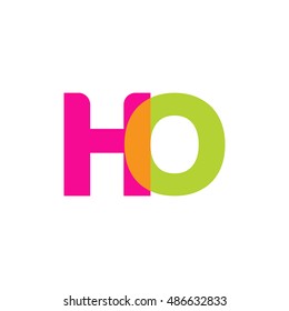 uppercase HO logo, pink green overlap transparent logo, modern lifestyle logo