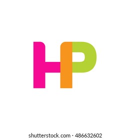 uppercase HP logo, pink green overlap transparent logo, modern lifestyle logo