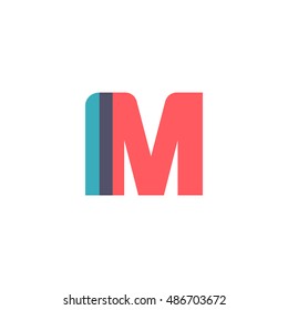 uppercase IM logo, modern classic pale blue red overlap transparent logo