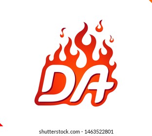 Letra original mayúscula DA con silueta de llama llamativa, logotipo simple y retro para la aventura y la actividad deportiva.