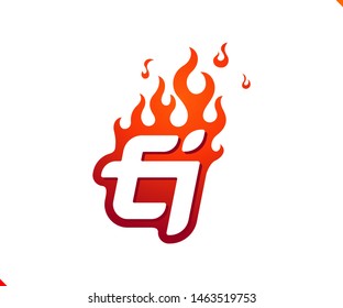 Uppercase initial logo letter EI with blazing flame silhouette,  simple and retro style logotype for adventure and sport activity.