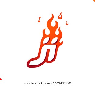 Uppercase initial logo letter JI with blazing flame silhouette,  simple and retro style logotype for adventure and sport activity.