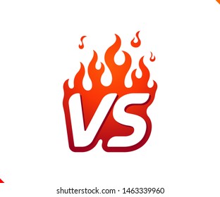 Uppercase initial logo letter VS with blazing flame silhouette,  simple and retro style logotype for adventure and sport activity.