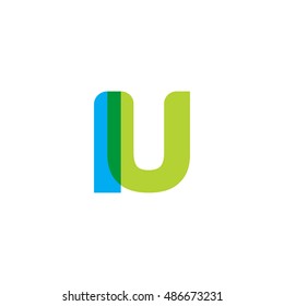 uppercase IU logo, blue green overlap transparent logo
