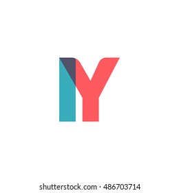 uppercase IY logo, modern classic pale blue red overlap transparent logo