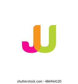 uppercase JU logo, pink green overlap transparent logo, modern lifestyle logo