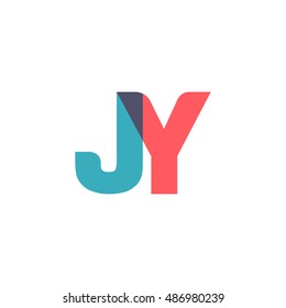 uppercase JY logo, modern classic pale blue red overlap transparent logo