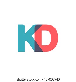 uppercase KD logo, modern classic pale blue red overlap transparent logo