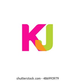 uppercase KJ logo, pink green overlap transparent logo, modern lifestyle logo