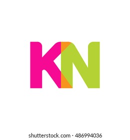 uppercase KN logo, pink green overlap transparent logo, modern lifestyle logo