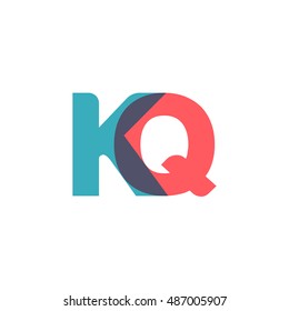 uppercase KQ logo, modern classic pale blue red overlap transparent logo