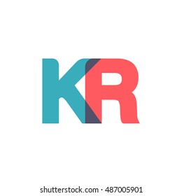 uppercase KR logo, modern classic pale blue red overlap transparent logo