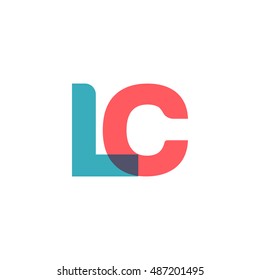 uppercase LC logo, modern classic pale blue red overlap transparent logo