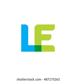 uppercase LE logo, blue green overlap transparent logo