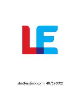 uppercase LE logo, red blue overlap transparent logo